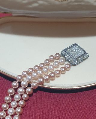 Collar de perlas majoricas. Tono rosa. Atemporal