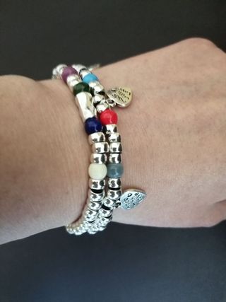 PULSERA baño Plata corazones Boho (TENDENCIA)