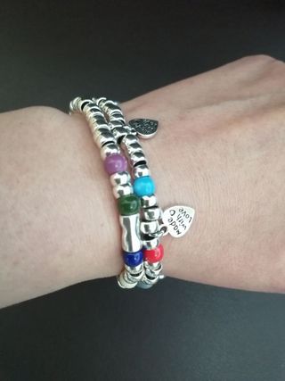 PULSERA baño Plata corazones Boho (TENDENCIA)