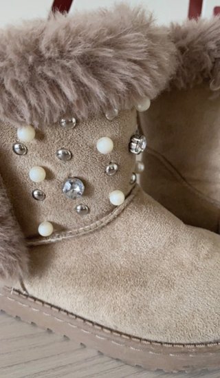 stivaletti in camoscio beige con strass n.30
