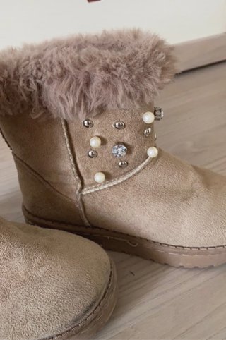 stivaletti in camoscio beige con strass n.30