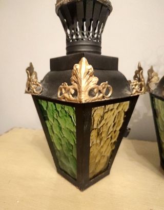 FAROLES MUY ANTIGUOS DE IGLESIA S.XIX BUEN ESTADO.