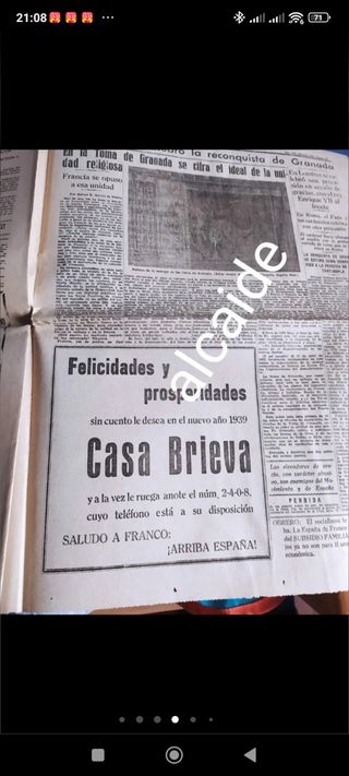 Periódicos antiguos año 1938 y 1939