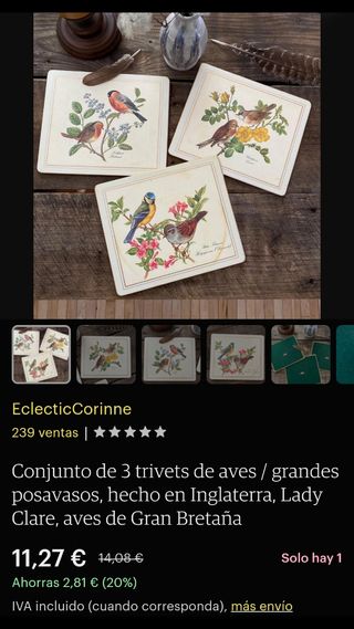 Juego 4 posavasos Lady Clare nuevos