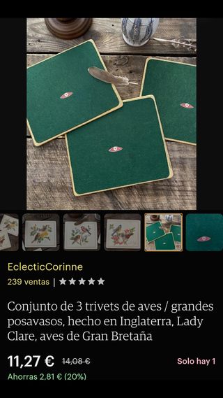 Juego 4 posavasos Lady Clare nuevos