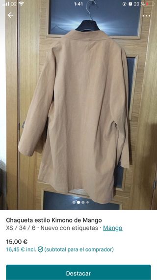 Chaqueta estilo Kimono de Mango