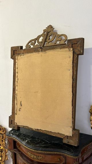 Antiguo Espejo de madera con penacho