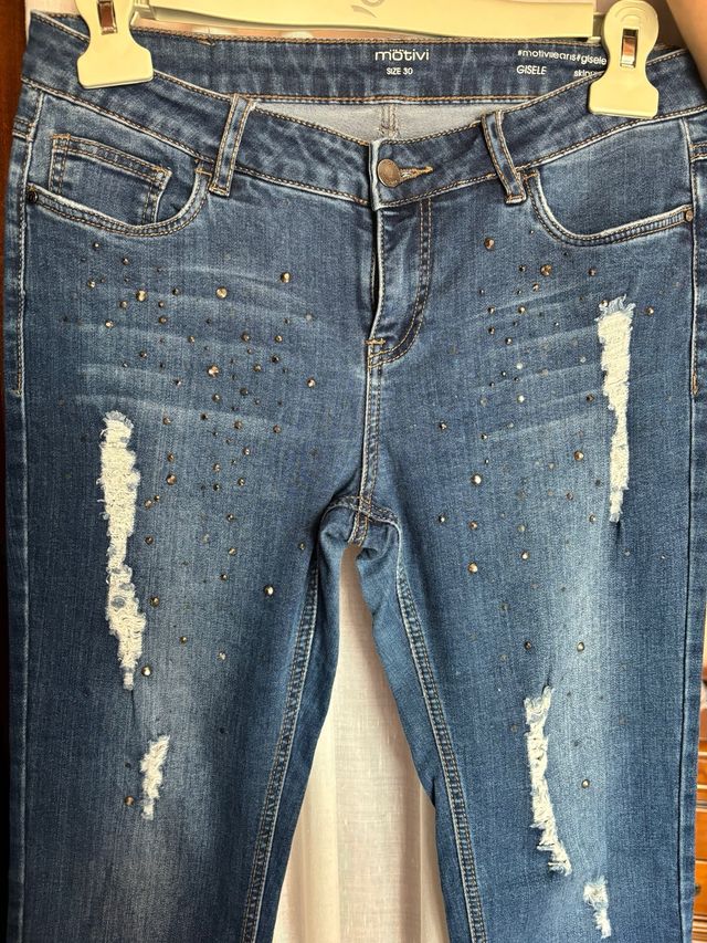 jeans donna con brillantini