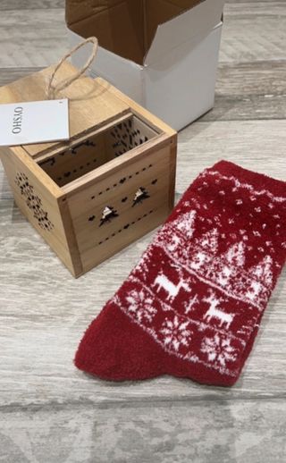 calcetin Navidad caja madera
