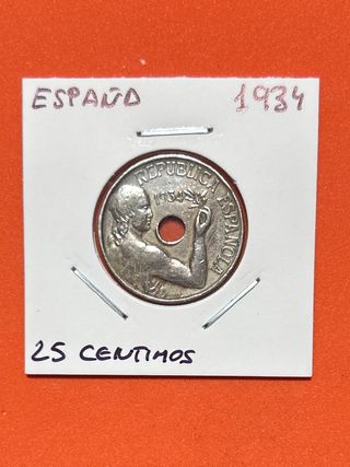 MONEDA 25 CENTIMOS 1934