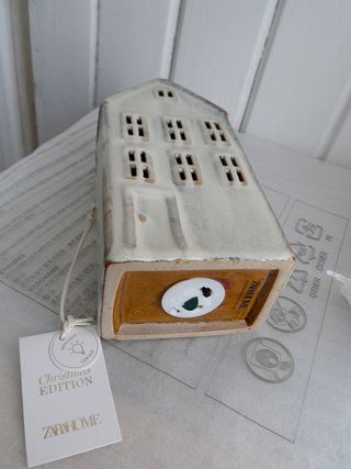 ZaraHome TRES ADORNOS PORCELANA CASAS c/LUZ NUEVOS