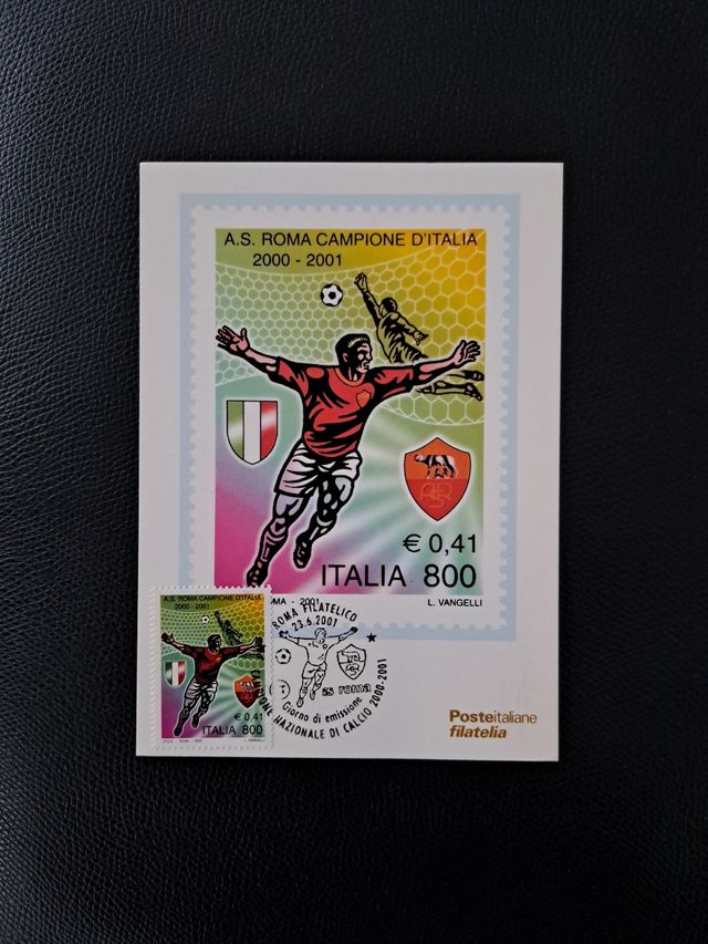 As Roma campione cartolina francobollo