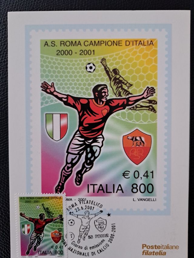 As Roma campione cartolina francobollo