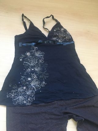 mallas calzedonia talla L con brillo y camiseta