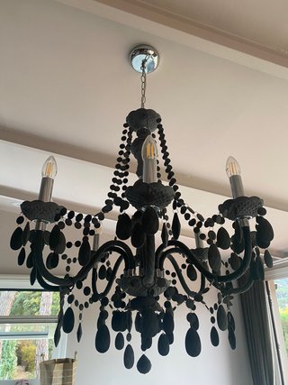 Lámpara de araña de 8 luces, acabado gris mate