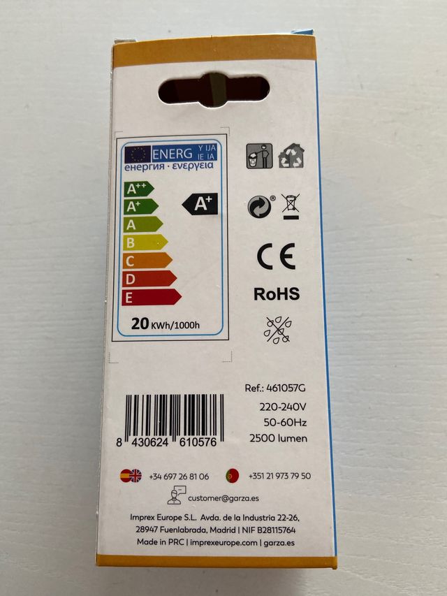 LOTE 2 Ud. Lámparas Led E27 20W=160W