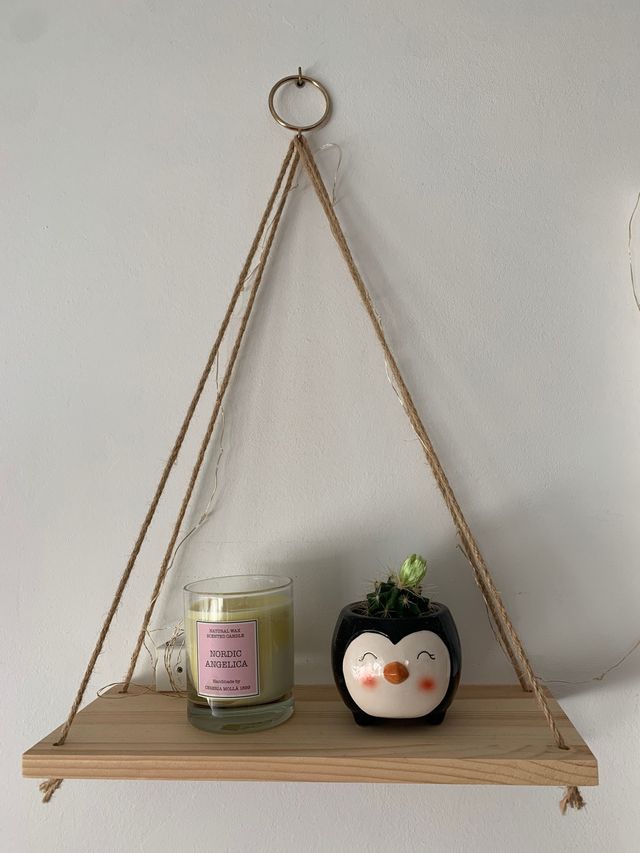 2 estantes flotantes rústicos madera cuerda