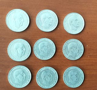 9 monedas de 50 céntimos de 1966