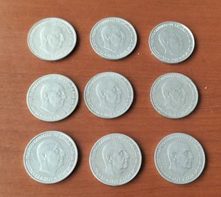 9 monedas de 50 céntimos de 1966