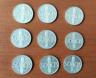 9 monedas de 50 céntimos de 1966