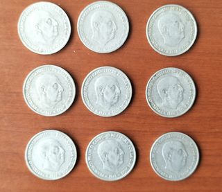 9 monedas de 50 céntimos de 1966