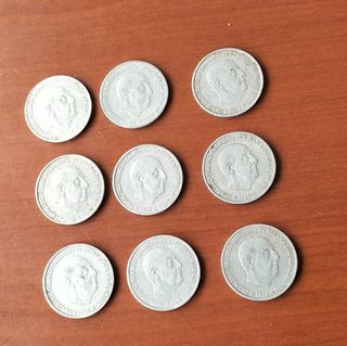9 monedas de 50 céntimos de 1966