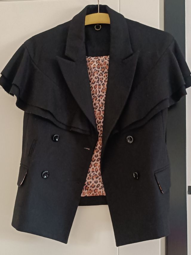 Giacca lana nera donna a mezze maniche