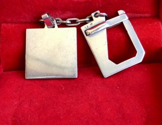 LLAVERO ANTIGUO DE PLATA CON INICIAL “ L “ EN ORO