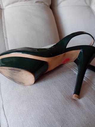 E095-Sandalias plataforma verde oscuro