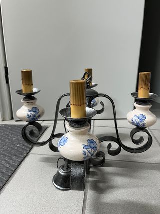lampara de forja y ceramica