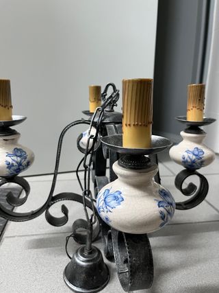 lampara de forja y ceramica