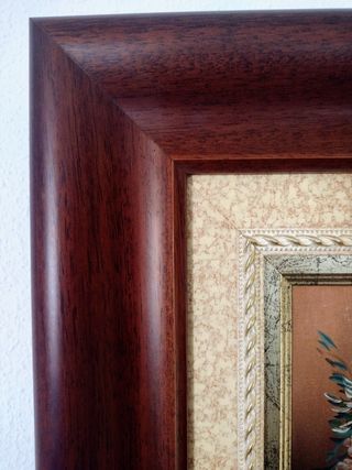 Olro. Motivo floral. 38x43. Marco madera caoba