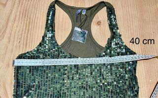 Camiseta lentejuelas, Bershka, talla S