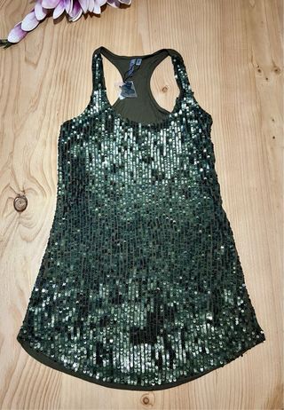 Camiseta lentejuelas, Bershka, talla S