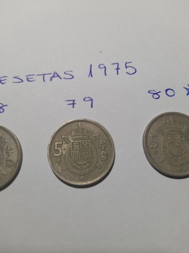 Lote 5 pesetas 1975 estrellas 77-78-79-80