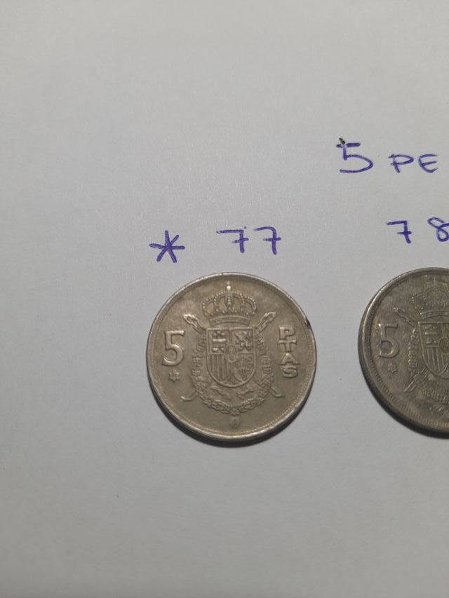 Lote 5 pesetas 1975 estrellas 77-78-79-80