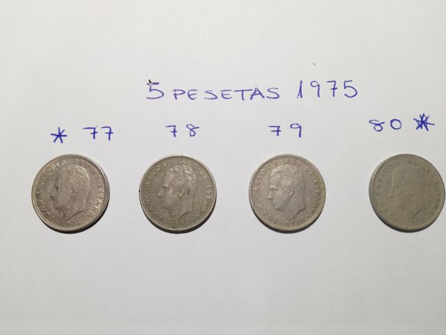 Lote 5 pesetas 1975 estrellas 77-78-79-80