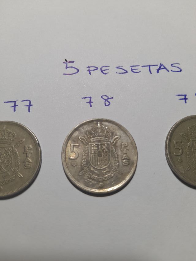 Lote 5 pesetas 1975 estrellas 77-78-79-80