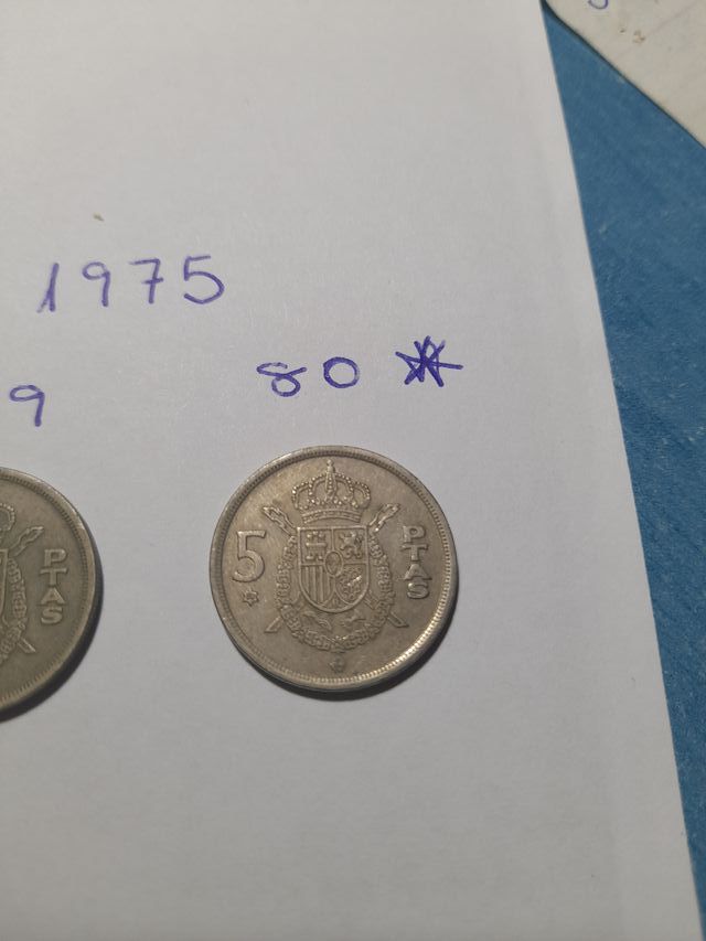 Lote 5 pesetas 1975 estrellas 77-78-79-80