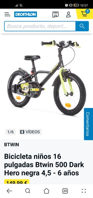 Bici Btwin Dark Hero niños rueda "16