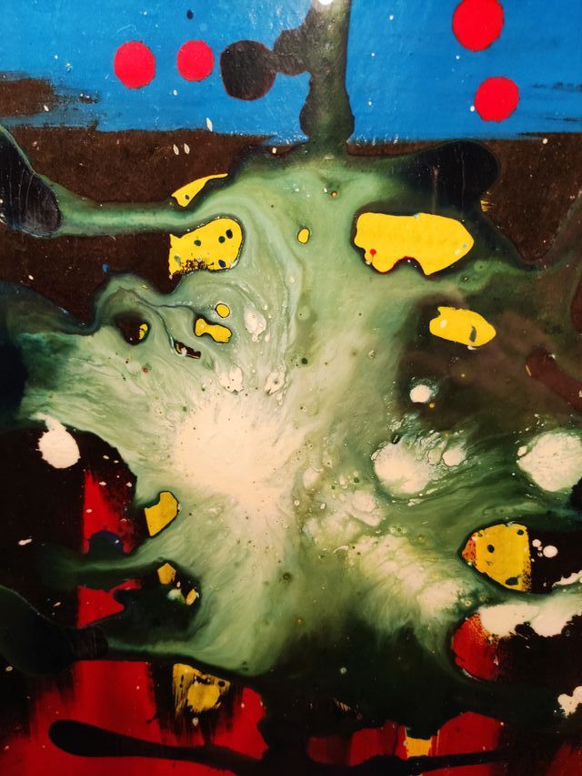 QUADRO ACRILICO SU TAVOLA ASTRATTO ANNI 60