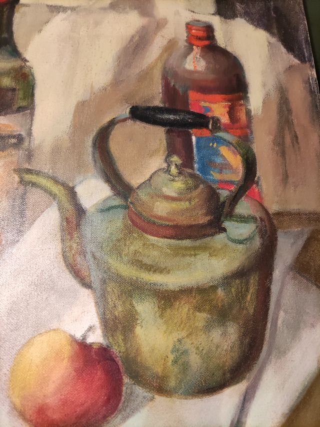 QUADRO OLIO SU TELA NATURA MORTA BOTTIGLIE