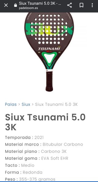 Pala de padel siux tsunami 5.0