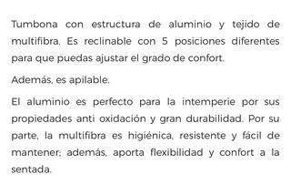 Tumbona de jardin Lincoln aluminio. 5 posiciones.