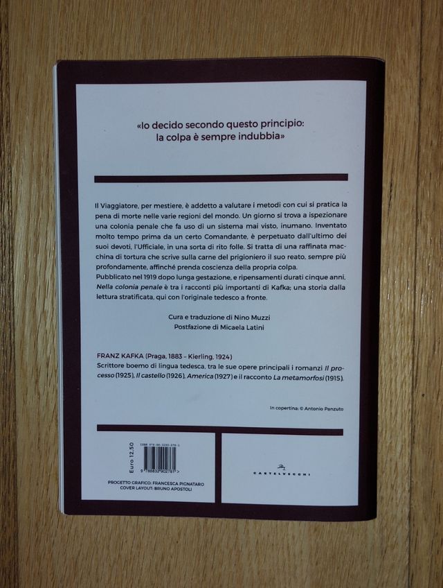 Libro "Nella colonia penale" di Kafka