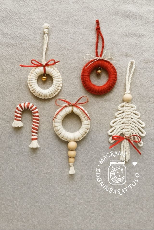 Set decori Natale in macramè.