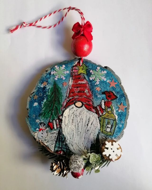 Adornos de Navidad, rodaja de madera