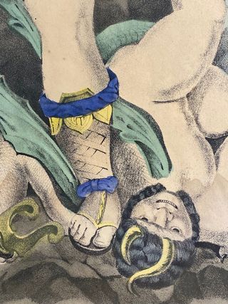 San Miguel contra Satanás. Litografía antigua.