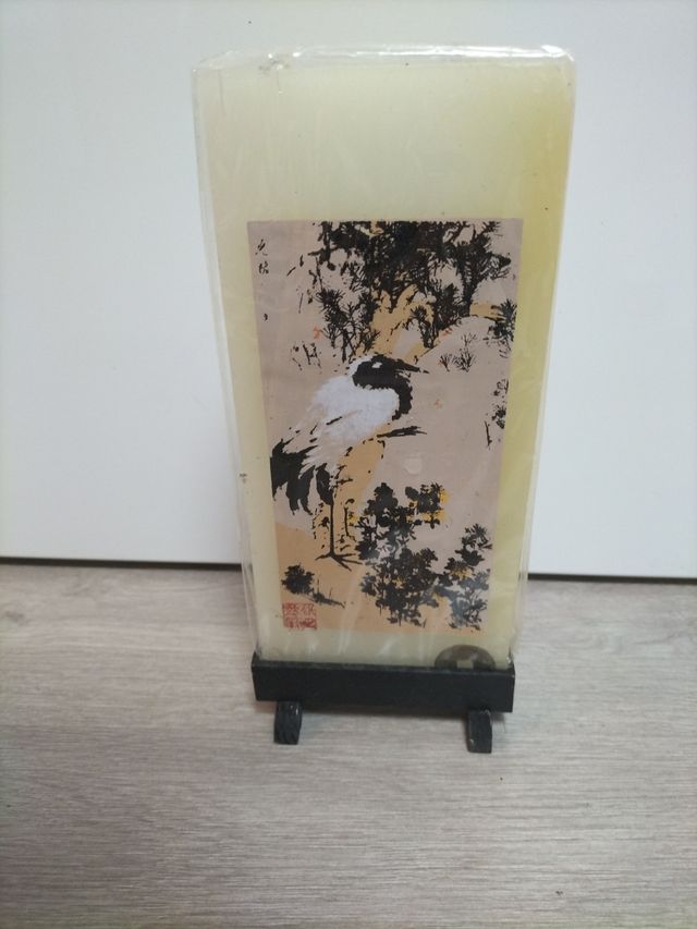 Vela garzas con peana de madera decoración china