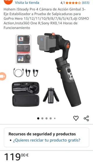 Gimball estabilizador para go pro o similar